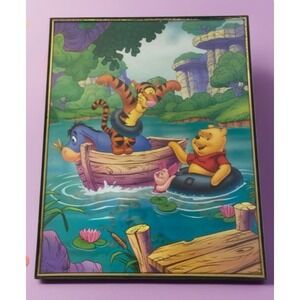 Disney‎ Winnie the Pooh Framed Art Print Kids 16x20 Multicolor Summer Scene Y2K